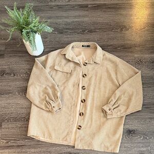 Nasty Gal Beige Corduroy Utility Jacket